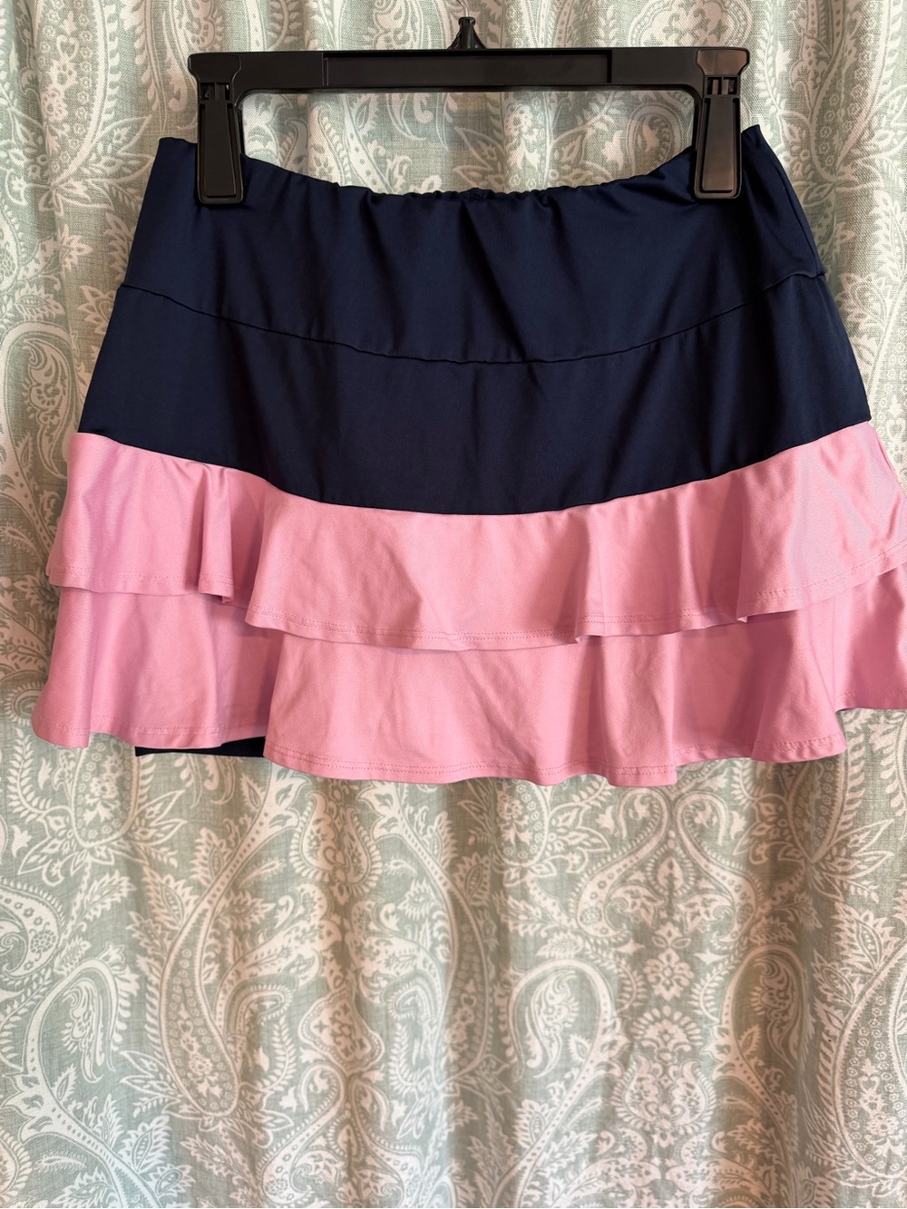 Tail Navy and Pink Tiered Ruffle Mini Skirt
